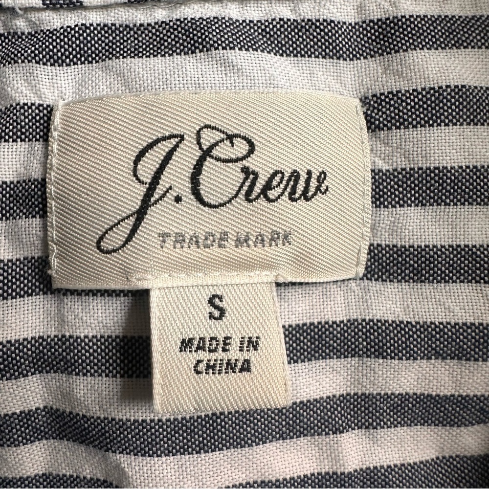 J.Crew Women’s Grey Blue Striped Cotton Button Front Blouse Shirt Small - Picture 7 of 8